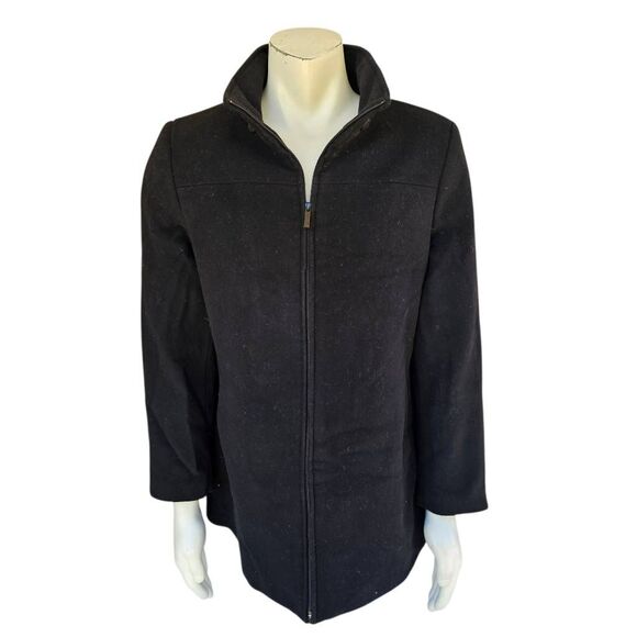 Calvin Klein Men’s Large Black Wool Cashmere Blend Jacket Coat Full Zip Collared - Picture 1 of 8